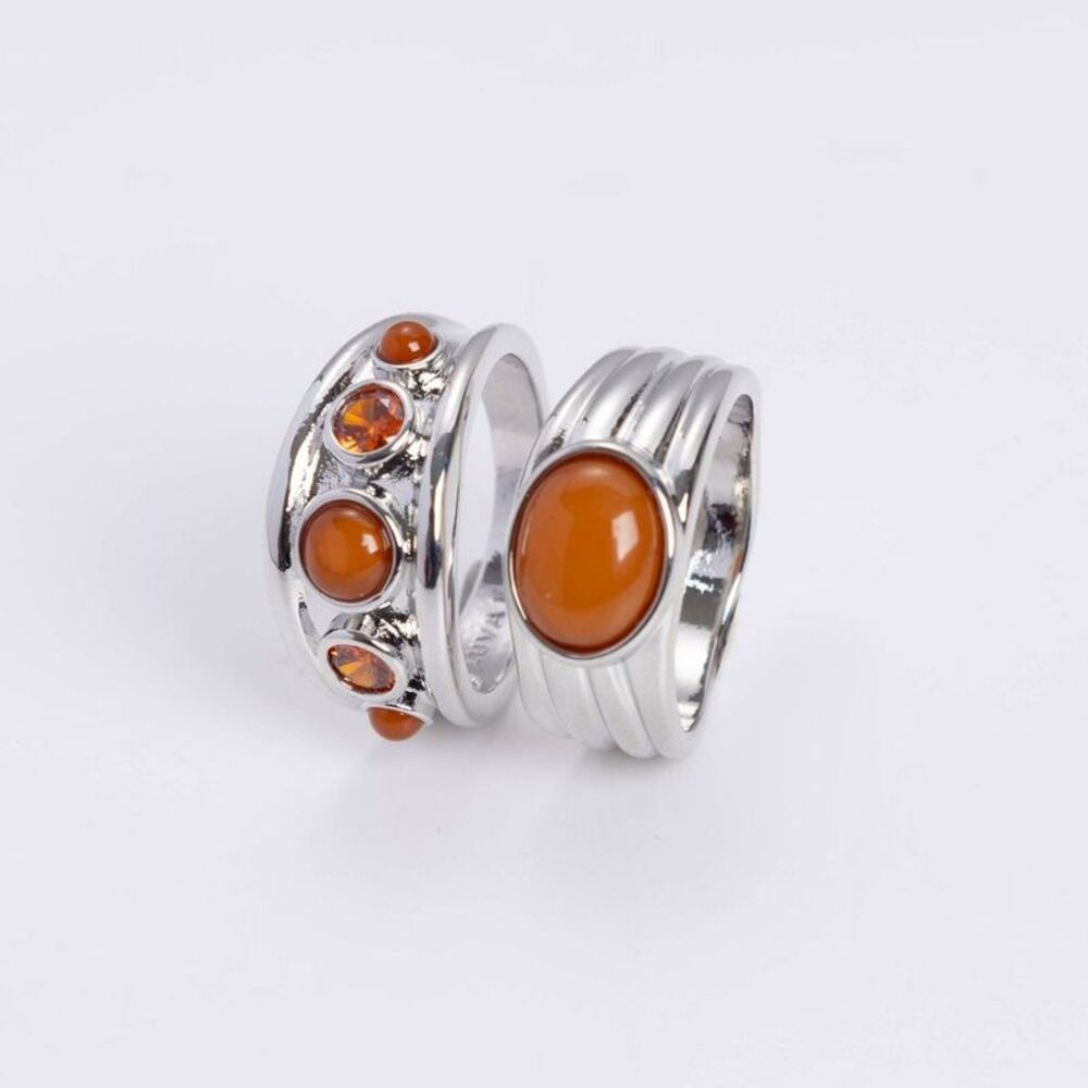 Luv Aj Valencia Ring Set 2pc - Silver/Red Size 8